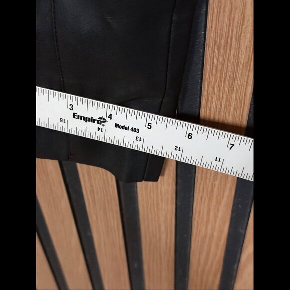 Zara Trousers Large Womens Black Vegan Leather Pleated Elastic Waist Cut Off - Picture 6 of 8